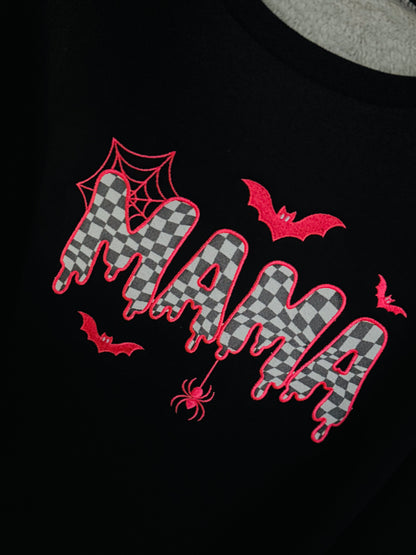 Pretty in Pink Spooky Mama Embroidered Crewneck – Girly Halloween Sweatshirt