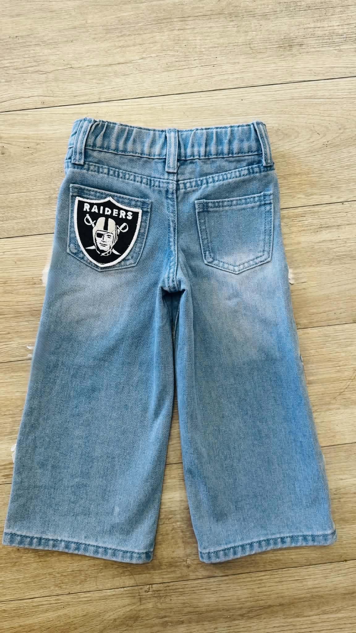 Custom Kids’ Football Team Jeans with Embroidered Pockets