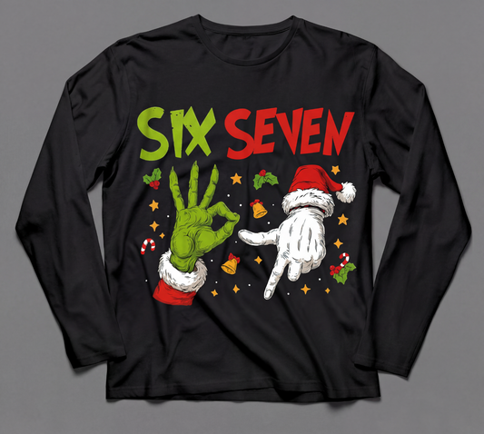 6'7 Grinch & Santa Long Sleeve shirt