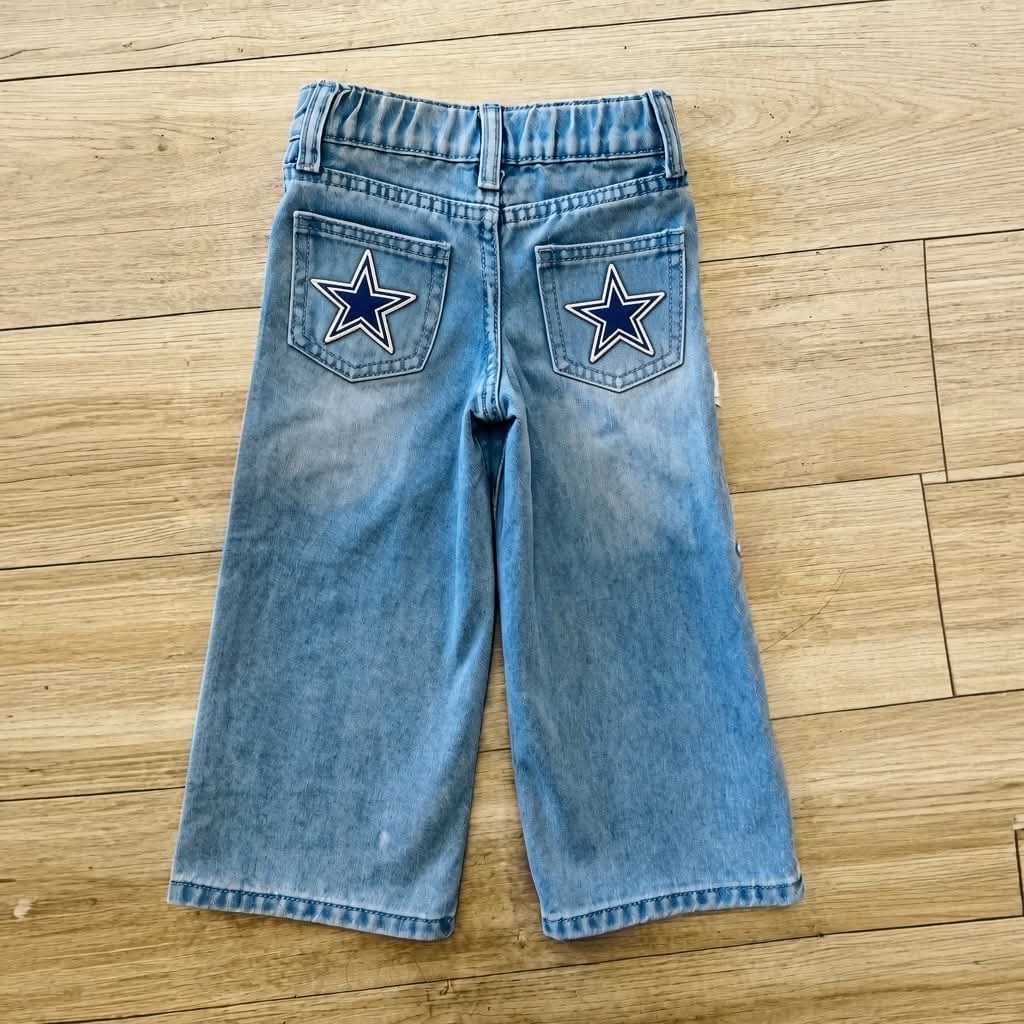 Custom Kids’ Football Team Jeans with Embroidered Pockets